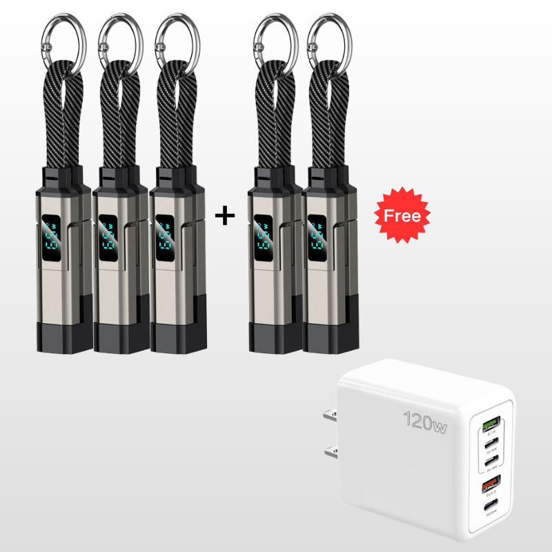 Ladekabel 4-in-1 mit Digital-Display und Schlüsselanhänger -    Zorenza