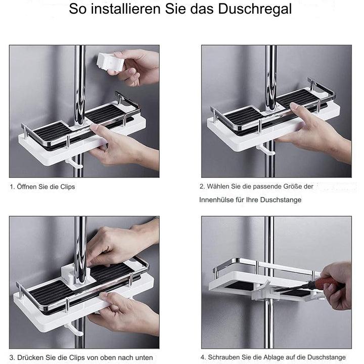 Duschablage Edelstahl zum Anklemmen ohne Bohren -    Zorenza