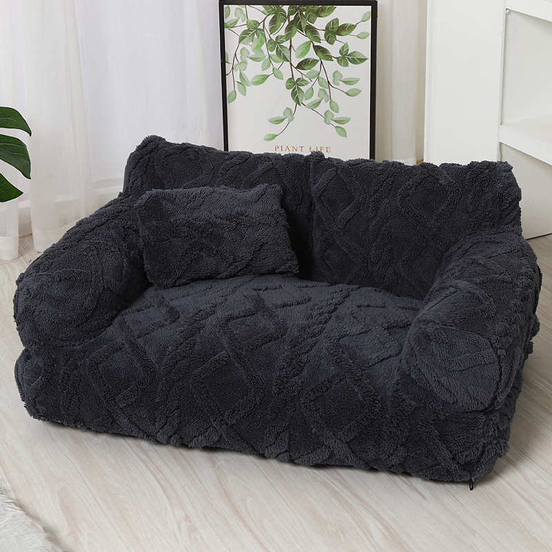 Plüsch-Haustiersofa mit erhöhtem Rand und Kissen – 4 Farben Zorenza