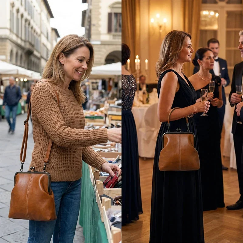 Handtasche Kunstleder mit Vintage-Bügelverschluss -    Zorenza