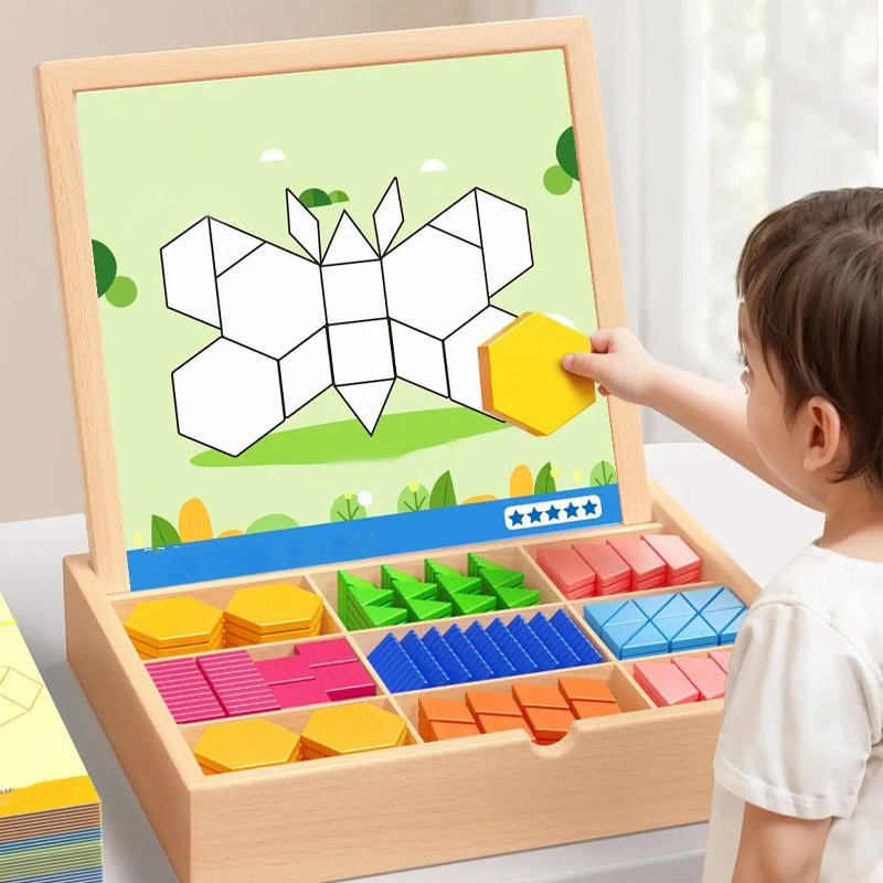 Magnetische Holzbausteine mit Musterkarten - Zorenza