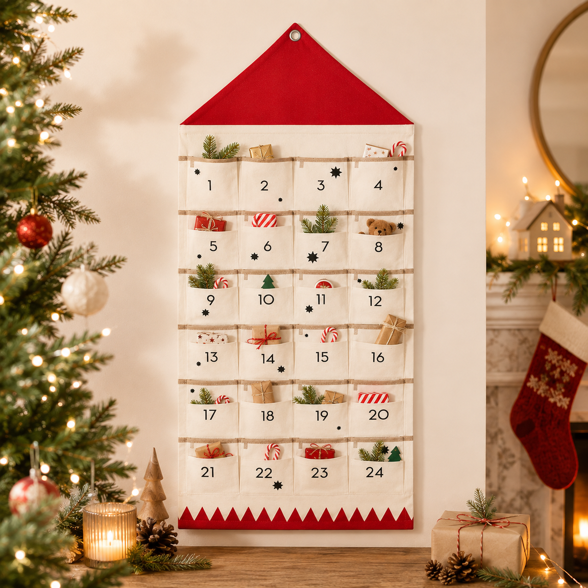 Adventskalender zum Befüllen Stoff 24 Taschen -    Zorenza