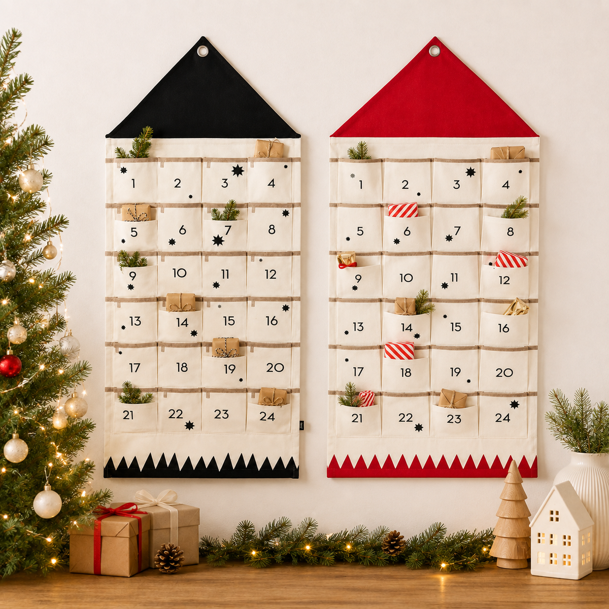 Adventskalender zum Befüllen Stoff 24 Taschen -    Zorenza