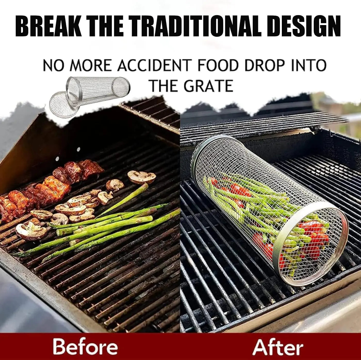 BBQ-Grillkorb aus Edelstahl – Kein Essen fällt mehr durch den Rost Zorenza