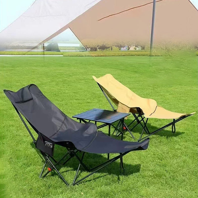 Campingstuhl Kohlenstoffstahl klappbar mit Fußstütze 175 cm – Wetterfest Oxford-Gewebe Industriell für Garten Terrasse Camping – Zorenza