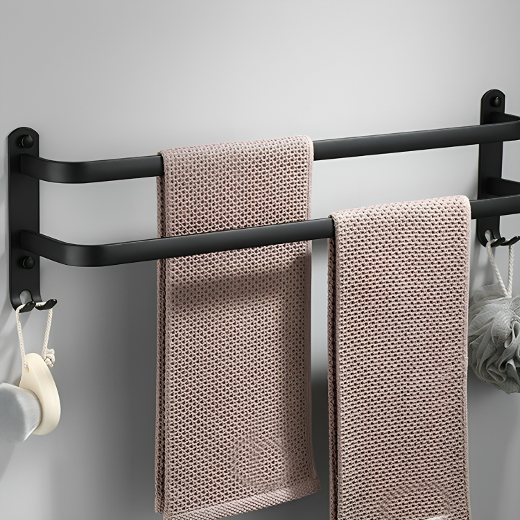 Aluminium Handtuchhalter mit Haken – ohne Bohren montierbar -    Zorenza