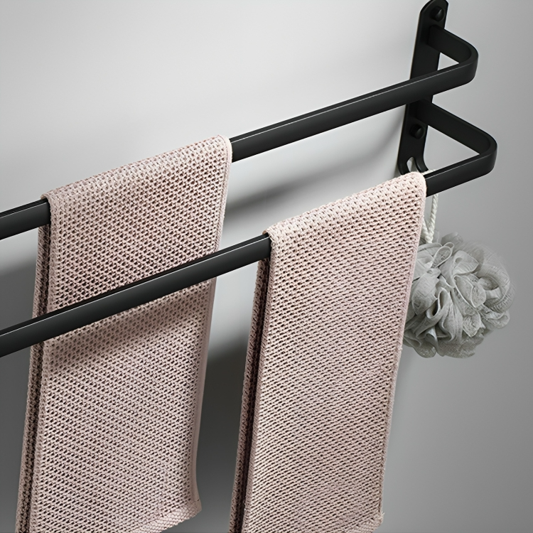 Aluminium Handtuchhalter mit Haken – ohne Bohren montierbar -    Zorenza