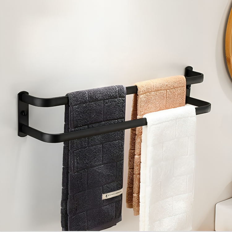 Aluminium Handtuchhalter mit Haken – ohne Bohren montierbar -    Zorenza
