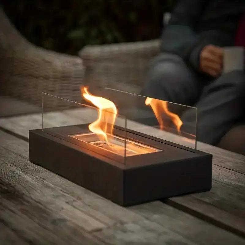 Bio-Ethanol-Tischkamin mit Glasscheiben Zorenza