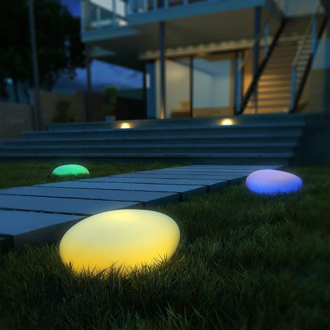 LED Steinleuchte für Garten – Wetterfest mit USB-Ladung und Fernbedienung -    Zorenza