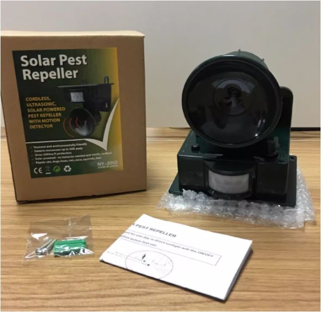 Vogelabwehr Solar mit Bewegungsmelder – Ultraschall und Akustik -    Zorenza
