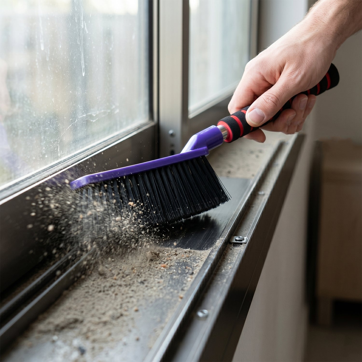 Reinigungsbürste mit Schaber 2-in-1 für Fensterrahmen -    Zorenza