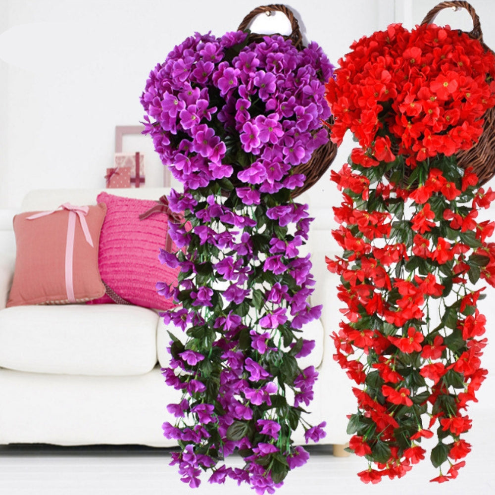 Künstliche Orchideen Hängeampel – Elegant fallende Blütenkaskade -    Zorenza
