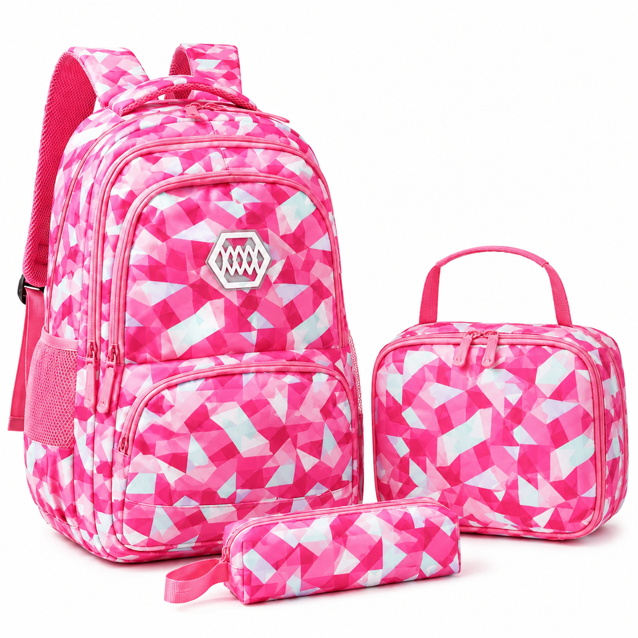Schulrucksack-Set 3-teilig mit geometrischem Muster -    Zorenza
