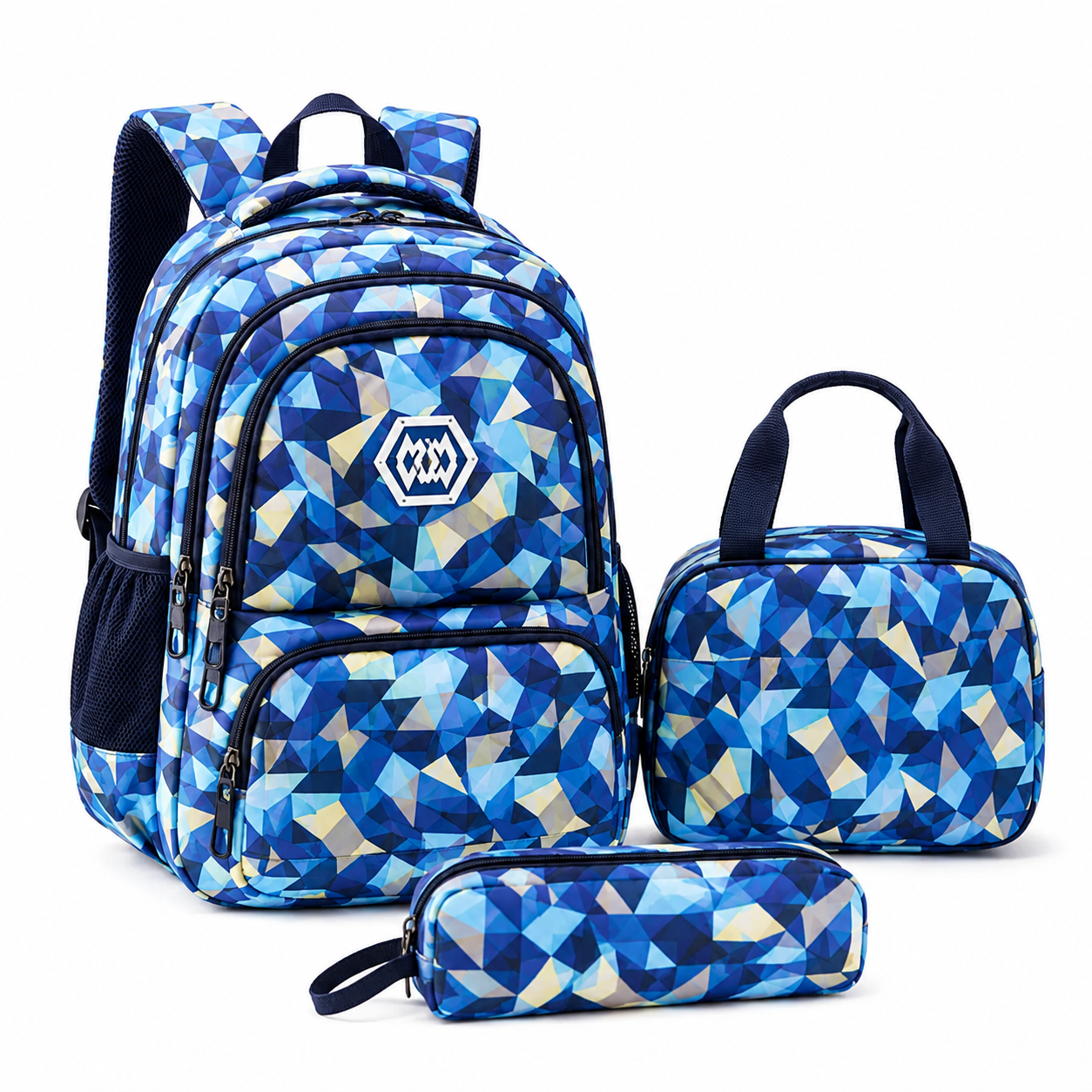 Schulrucksack-Set 3-teilig mit geometrischem Muster -    Zorenza