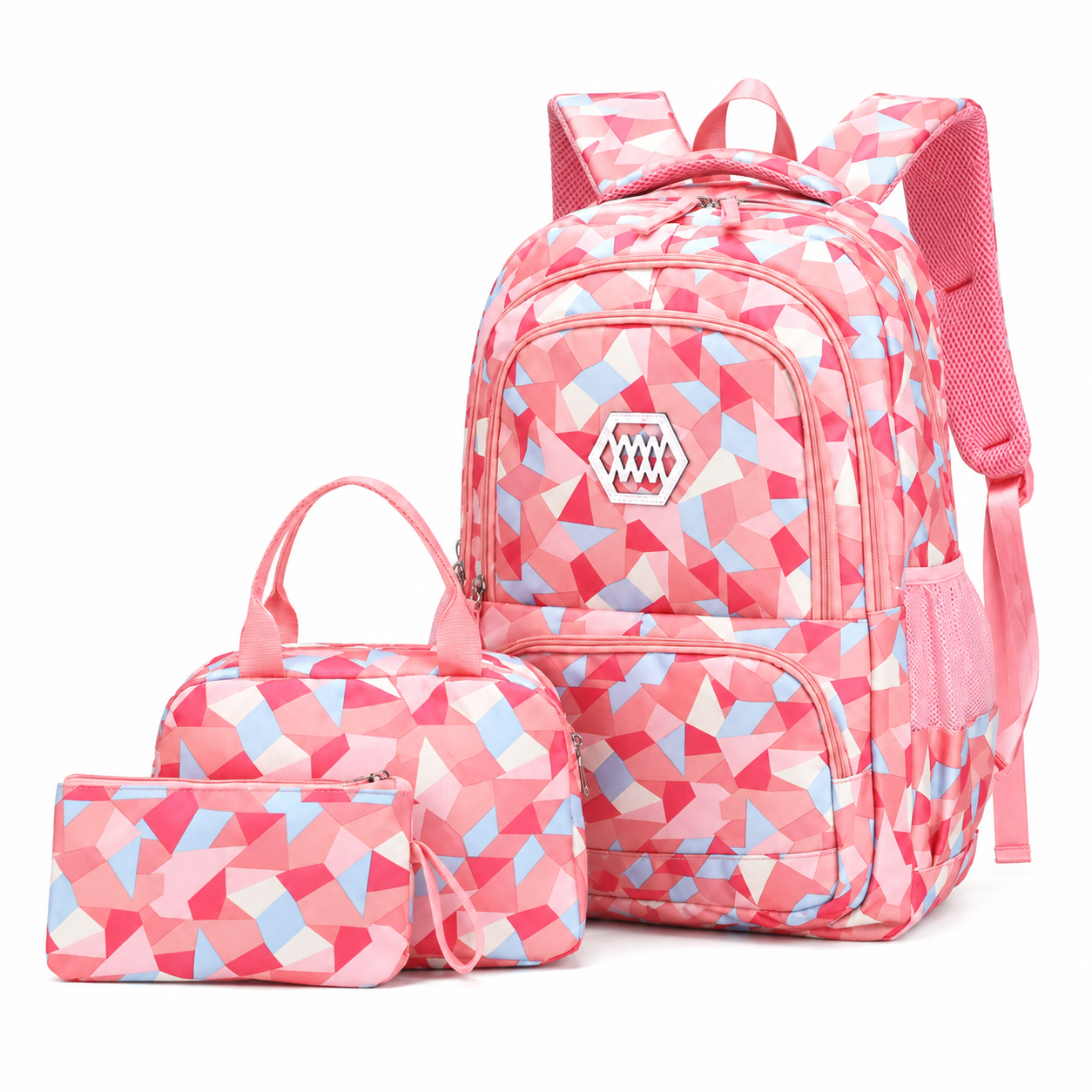 Schulrucksack-Set 3-teilig mit geometrischem Muster -    Zorenza