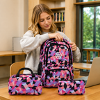 Schulrucksack-Set 3-teilig mit geometrischem Muster -    Zorenza