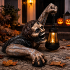 Zombie-Gartenfigur mit Laterne aus Resin -    Zorenza