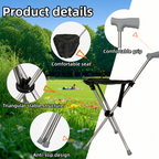 Gehstock mit Sitzfunktion – 2-in-1 faltbar aus Edelstahl -    Zorenza