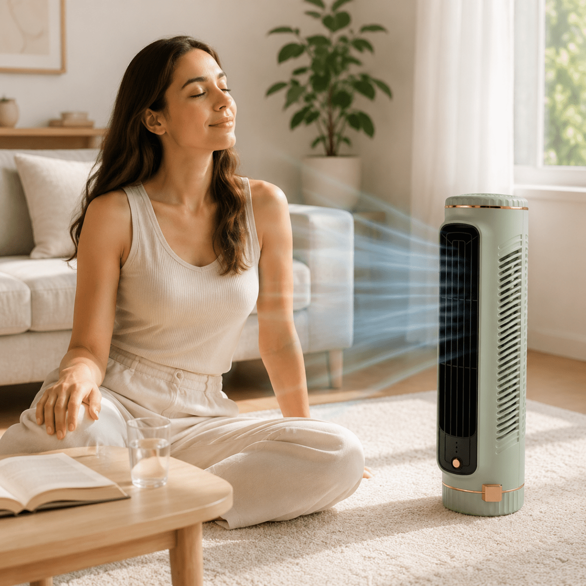 Turmventilator kabellos mit 360°-Luftzirkulation -    Zorenza