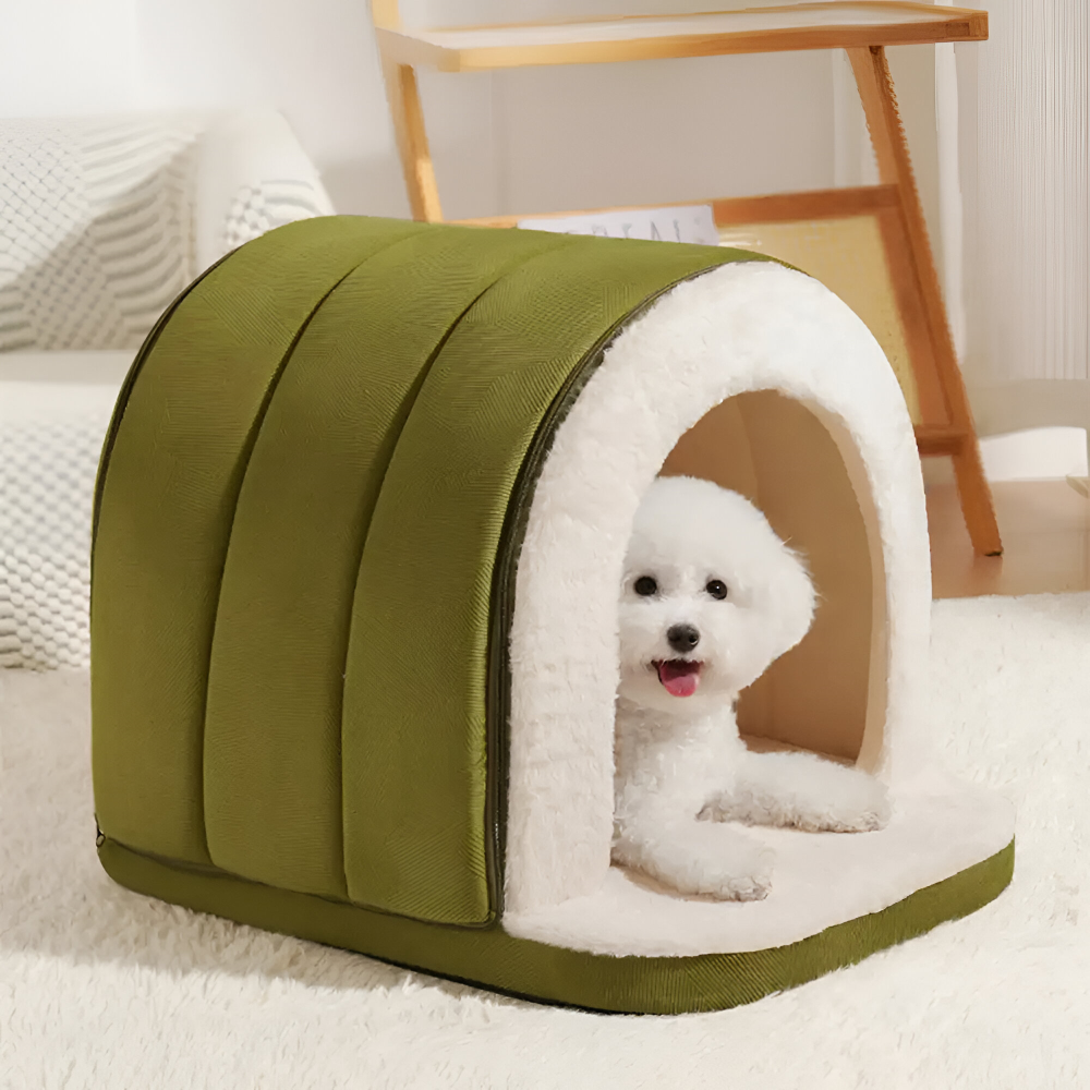 Hundebett Höhle 2-in-1 – Wandelbares Angstlösungs-Haustiernest - Zorenza