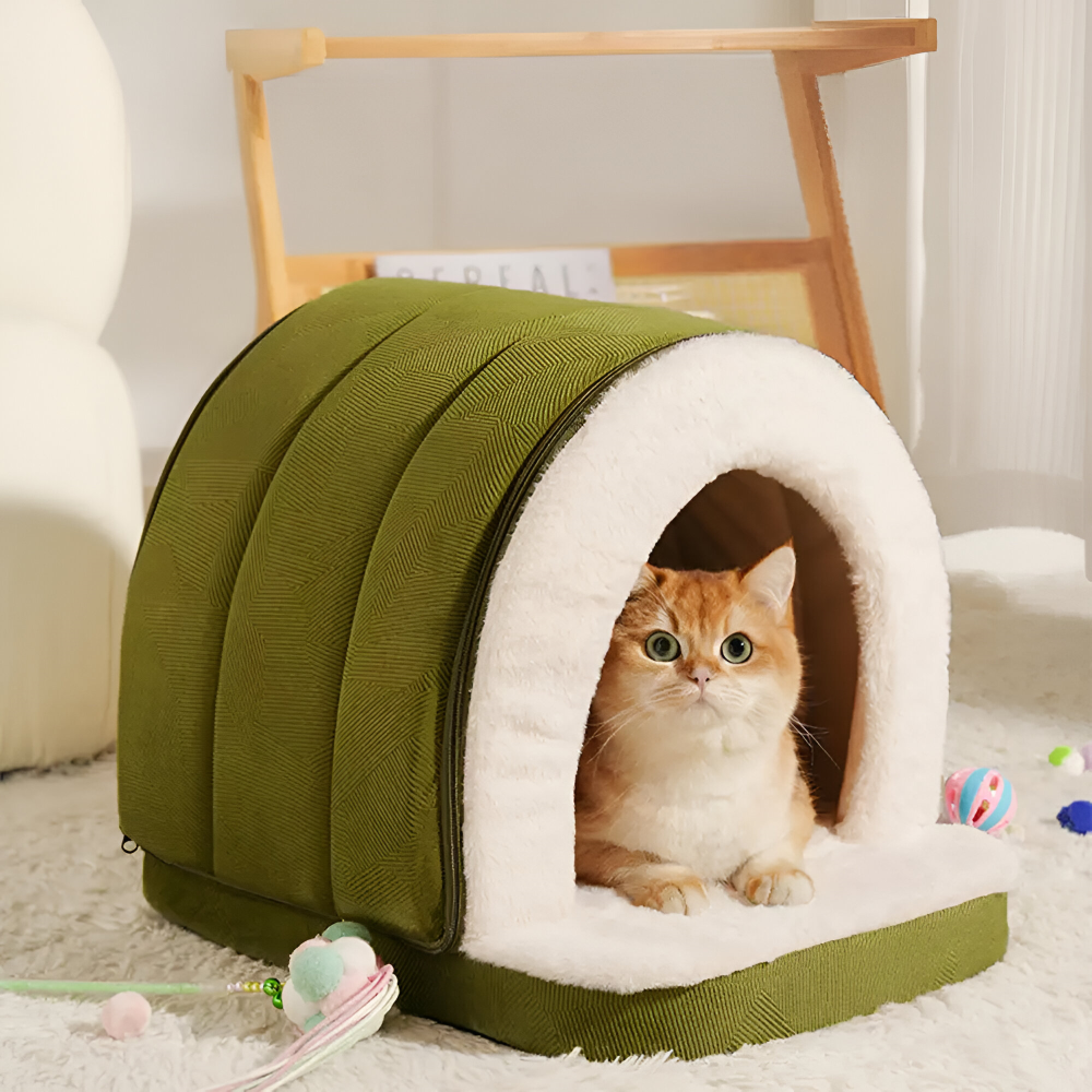 Hundebett Höhle 2-in-1 – Wandelbares Angstlösungs-Haustiernest - Zorenza