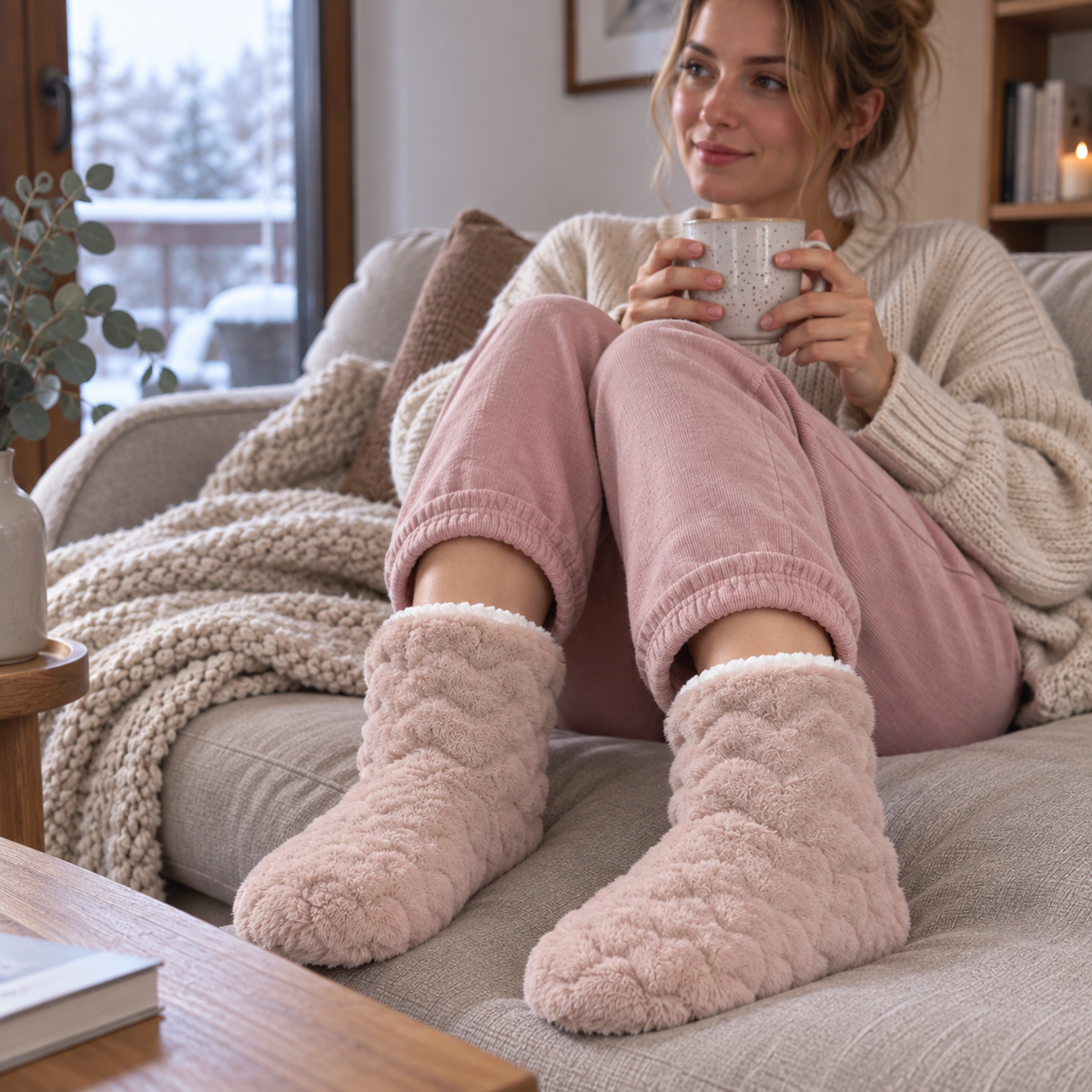 Kuschelsocken Teddyfutter – Rutschfest & Warm -    Zorenza
