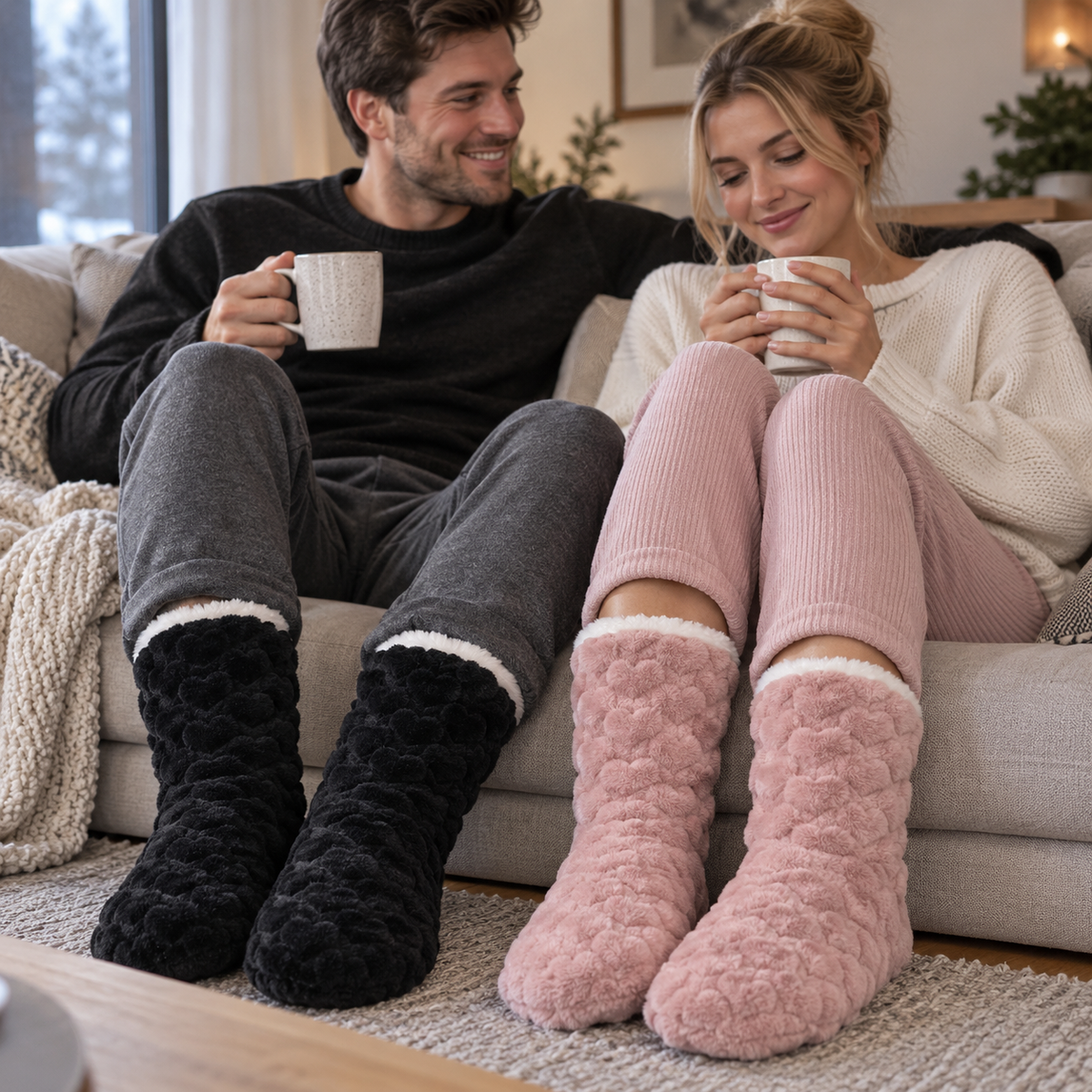 Kuschelsocken Teddyfutter – Rutschfest & Warm -    Zorenza