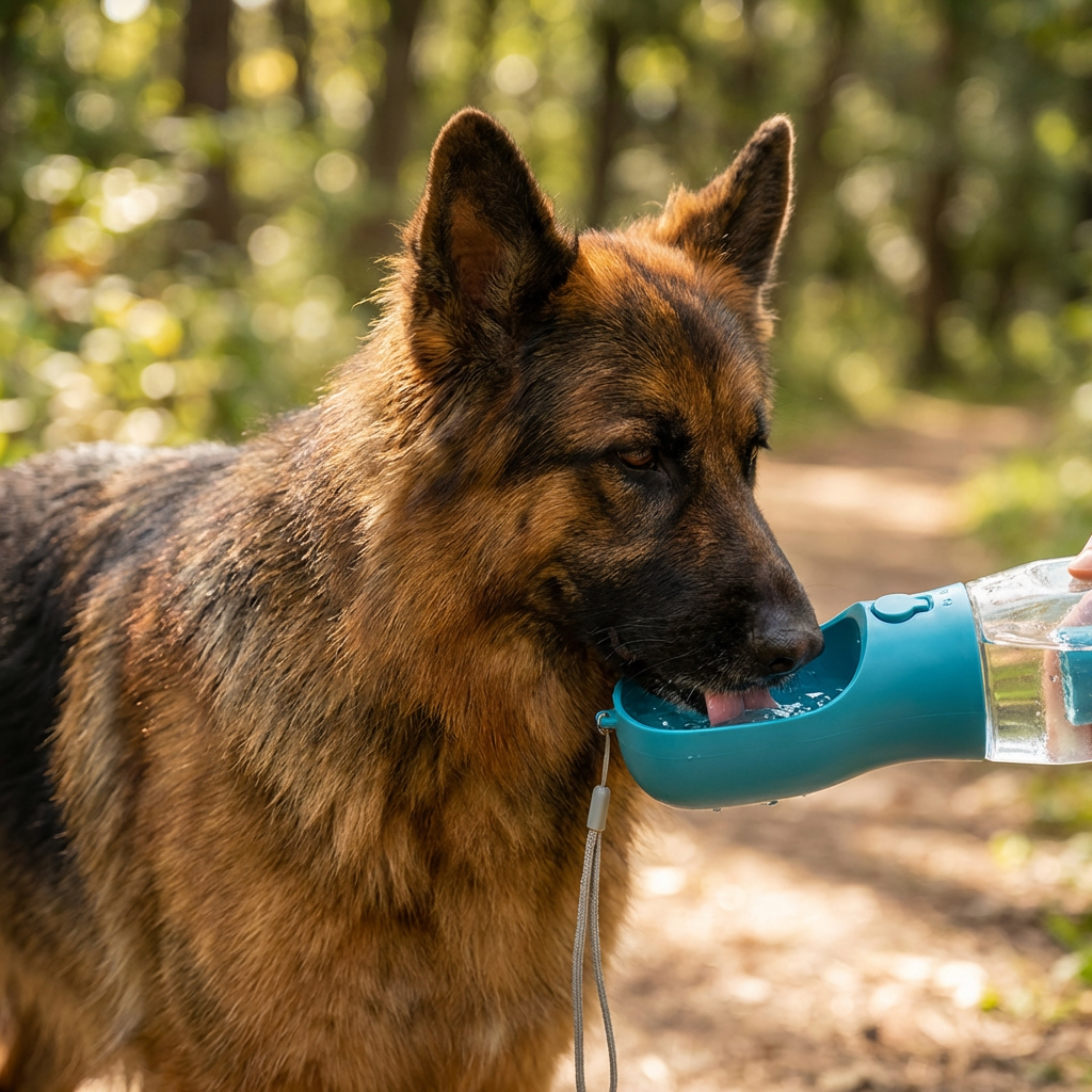 3-in-1 Hunde-Trinkflasche mit Futterbehälter und Beutelspender -    Zorenza