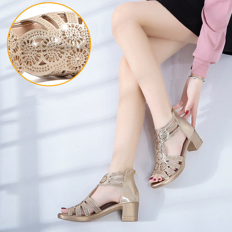 Keilsandalen mit Strass und Reißverschluss -    Zorenza