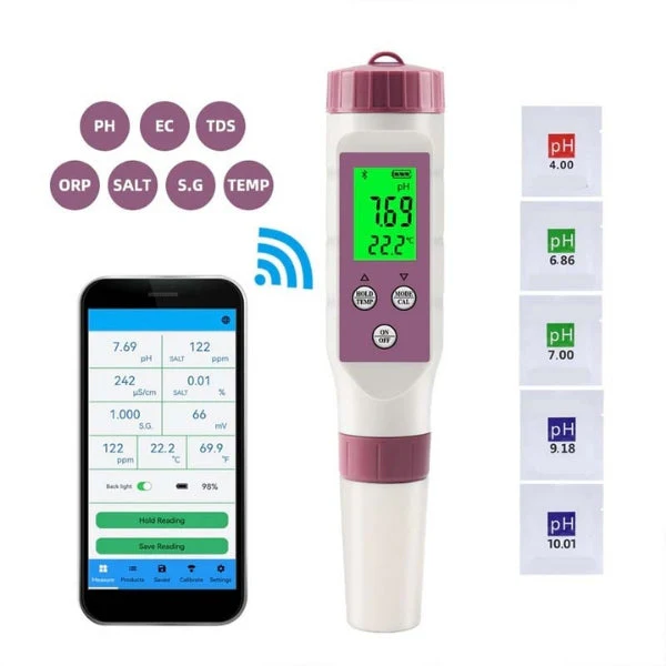 Digitales Wasserqualitäts-Testgerät 7-in-1 mit Bluetooth -    Zorenza