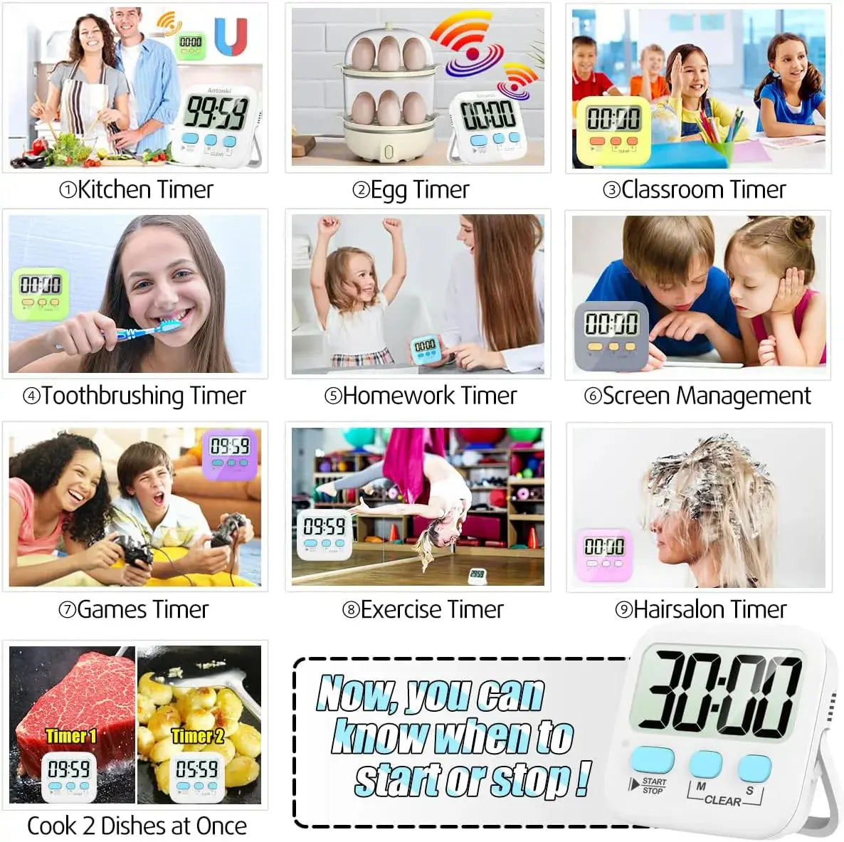 Digitaler Küchentimer mit großem Display – 2er-Set Zorenza