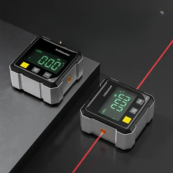 Digitales Winkelmessgerät mit Laser — ±0,2° Genauigkeit, 4-seitiger Magnetfuß -    Zorenza