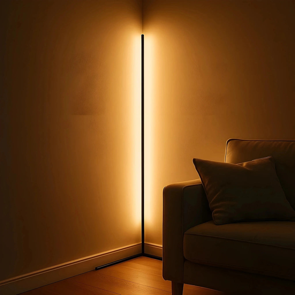Dimmbare LED-Eck-Stehlampe mit Fernbedienung Zorenza