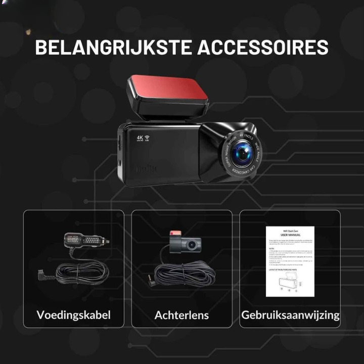 Dashcam 4K mit WiFi und GPS – Dual-Lens-Überwachung -    Zorenza