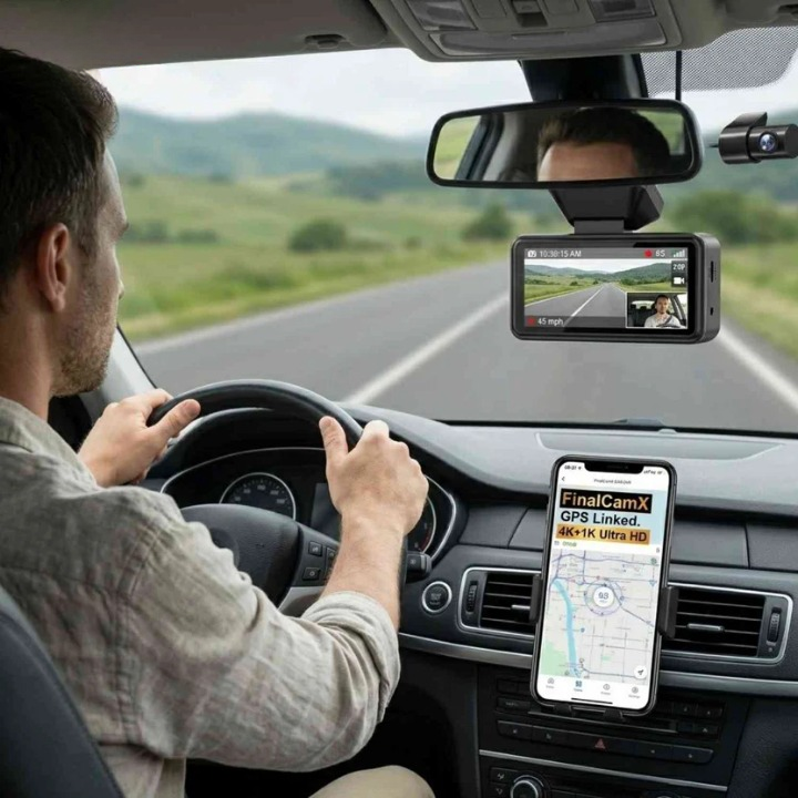 Dashcam 4K mit WiFi und GPS – Dual-Lens-Überwachung -    Zorenza