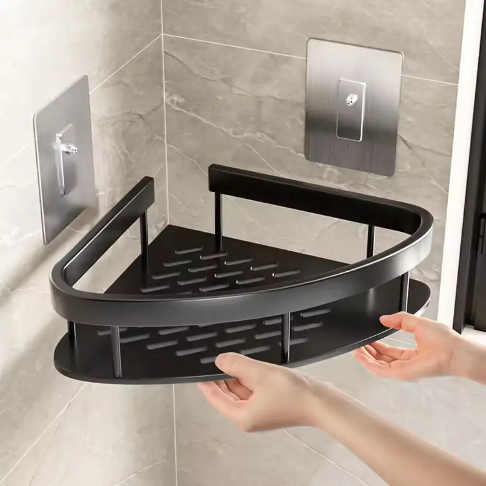 Eck-Duschregal – Bohrloses Aluminium-Wandregal für Bad & Dusche Zorenza