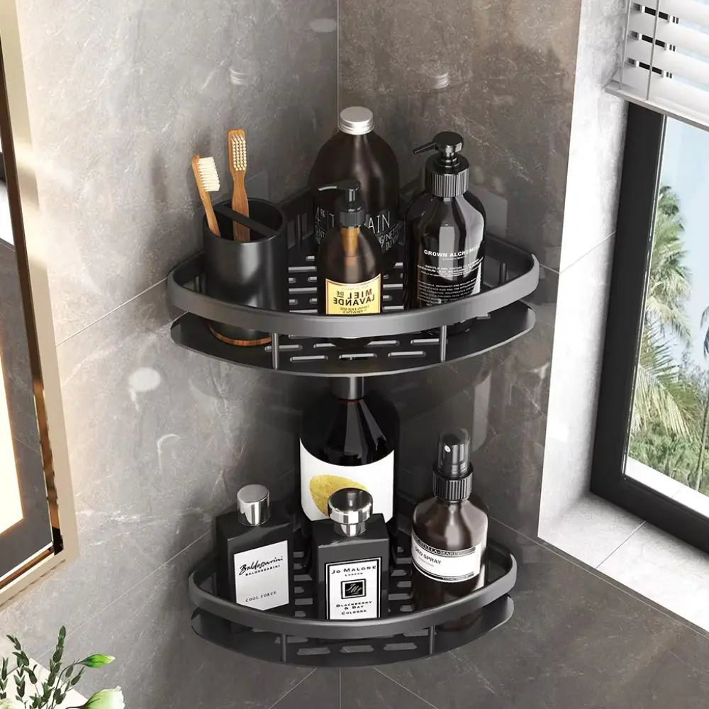 Eck-Duschregal – Bohrloses Aluminium-Wandregal für Bad & Dusche Zorenza