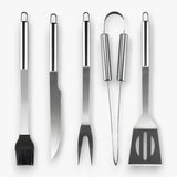 Set de utensilios para parrilla de acero inoxidable con bolsa de transporte – 3 piezas o 5 piezas