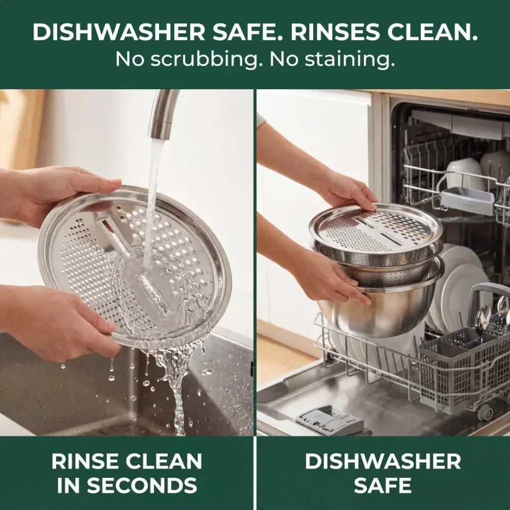 Edelstahl-Schüssel-Set mit Reibe und Sieb – 3 in 1 Zorenza