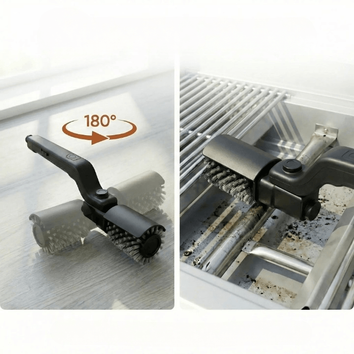 Elektrische Grillbürste mit Drehkopf — Sicher, kabellos & in Sekunden sauber Zorenza