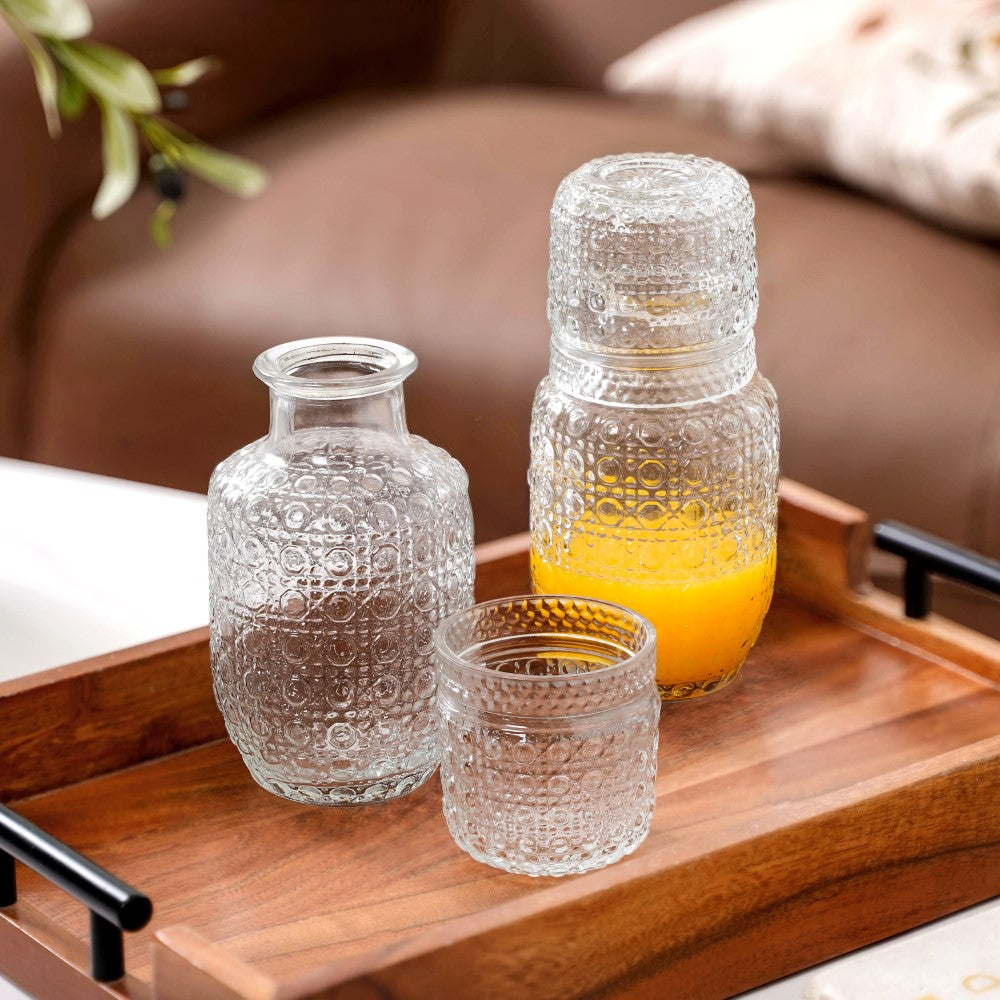 Karaffe mit Glas Set – Nachttisch Wasserkaraffe mit Deckel -    Zorenza