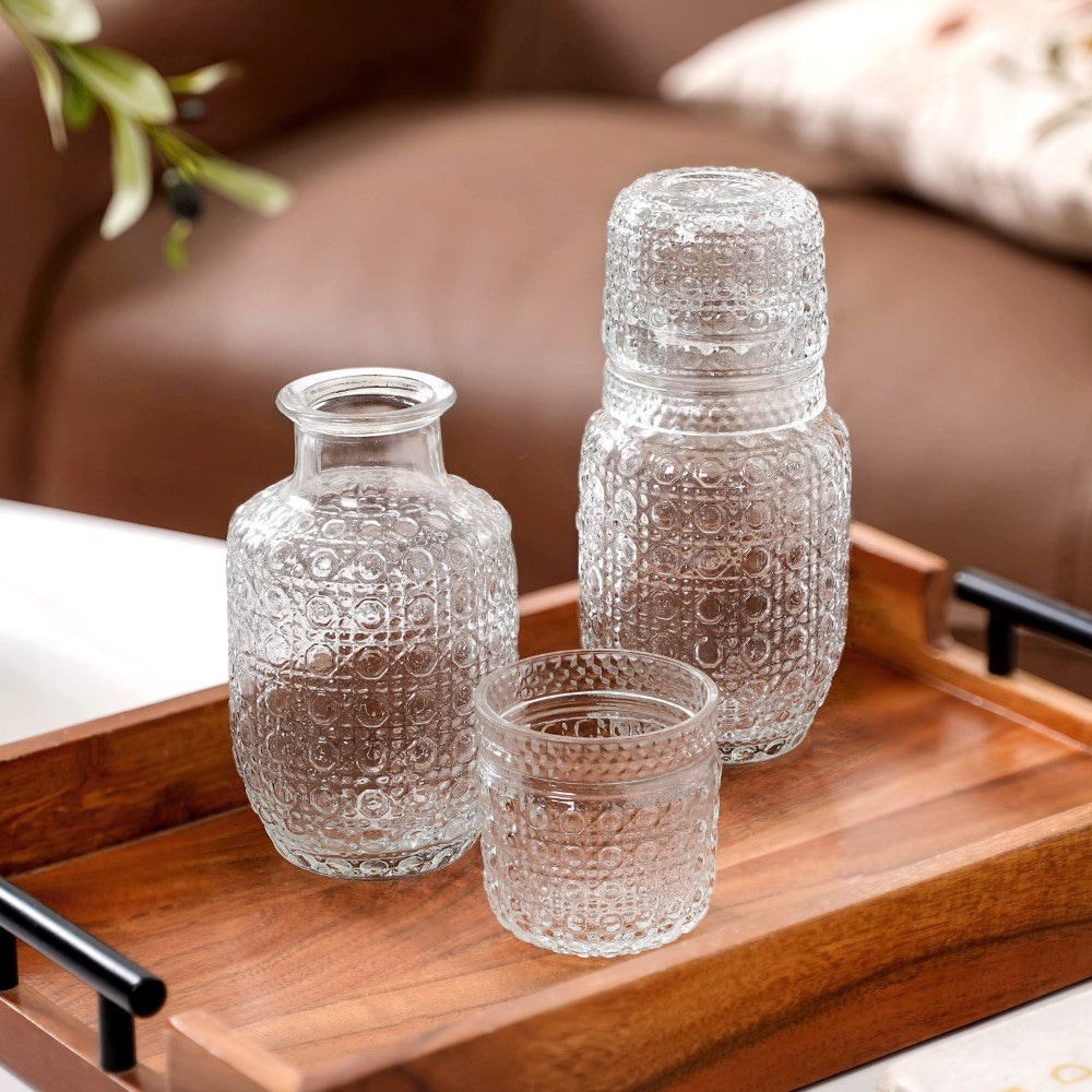 Karaffe mit Glas Set – Nachttisch Wasserkaraffe mit Deckel -    Zorenza