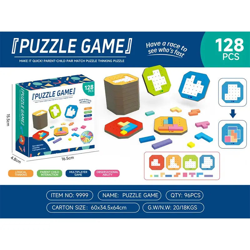 Holzpuzzle Logikspiel mit 108 Bausteinen für Kinder -    Zorenza