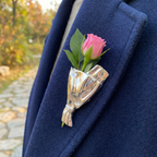Blumen-Brosche mit kleiner Vase für echte Blüten -    Zorenza