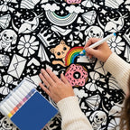 Kuscheldecke zum Ausmalen aus Flanell inkl. 24 Acrylmarker – ca. 130 × 150 cm, 5 Motive -    Zorenza