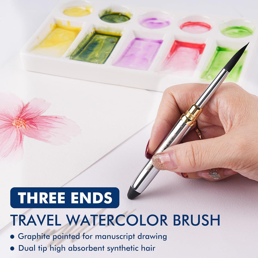 Aquarell-Reiseskizzenbuch mit Pinsel und Farbschale -    Zorenza