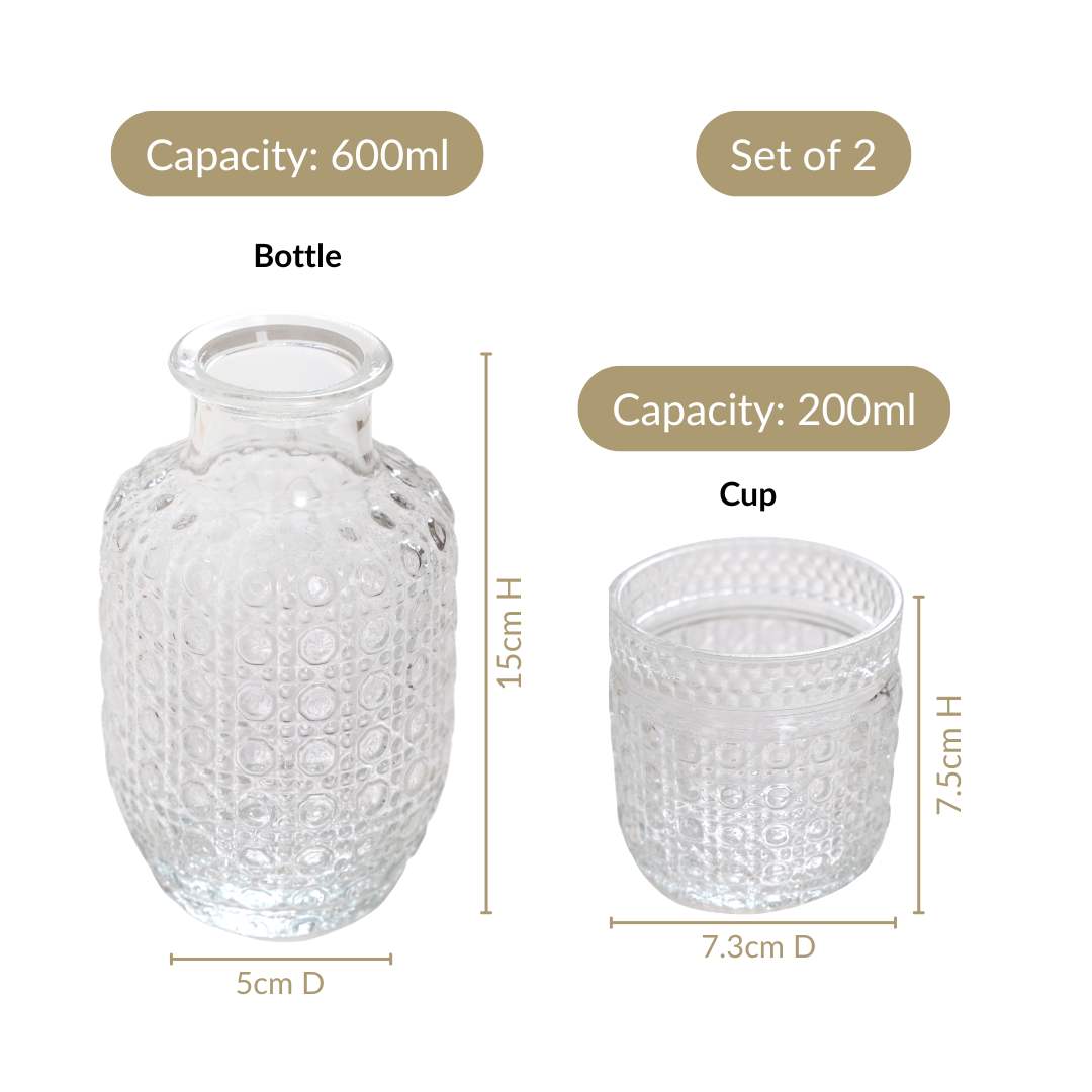 Karaffe mit Glas Set – Nachttisch Wasserkaraffe mit Deckel -    Zorenza