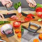 Zwiebelhalter Edelstahl mit Schneidehilfe – Sicheres Greifen -    Zorenza