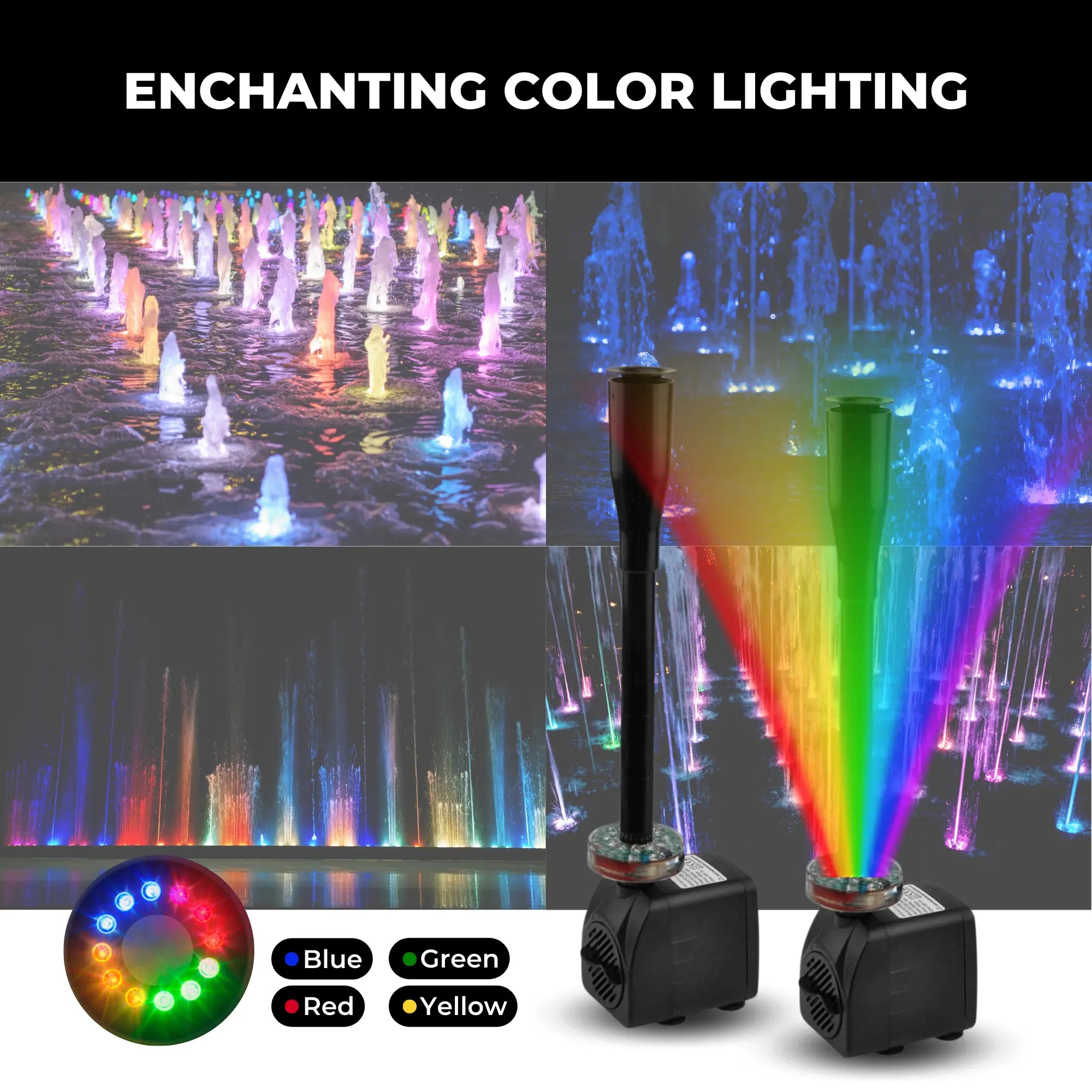 Gartenbrunnen-Pumpe mit 12 LED-Leuchten Zorenza